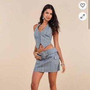 Blue and White Striped Halter Top